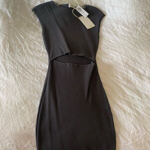 Aritzia Gray Sheath Mini Dress with Mock Neck